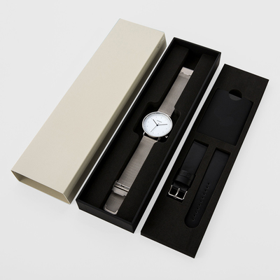 Custom Luxury Pink Rigid Hard Paper Sliding Packaging Watch Box With Drawer
