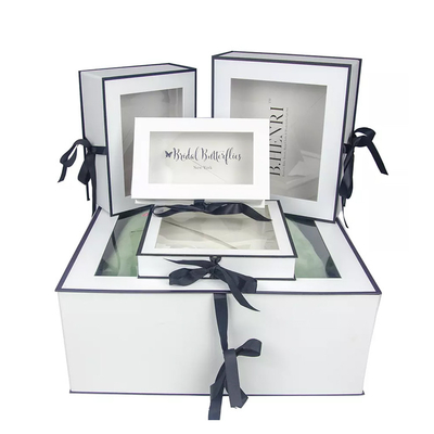 Luxury White Cardboard Clothes Scarf Towel Packaging Folding Paper Gift Box With Clear Window