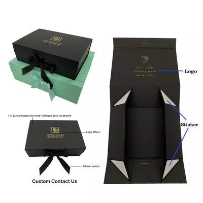 Custom Logo Wedding Dress Rigid Magnetic Folding Cardboard Packaging Paper Gift Box With Ribbon Closure