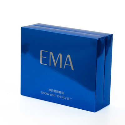 Custom Logo High End Soft Touch Blue Cosmetic Paper Box Packaging